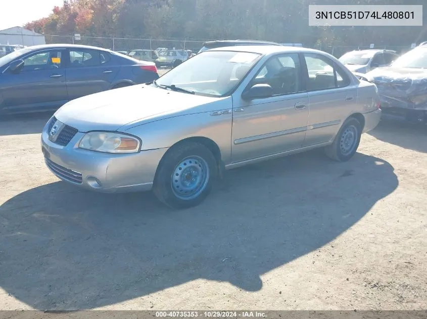 2004 Nissan Sentra 1.8S VIN: 3N1CB51D74L480801 Lot: 40735353