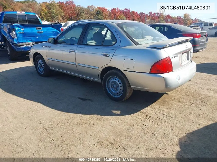 2004 Nissan Sentra 1.8S VIN: 3N1CB51D74L480801 Lot: 40735353