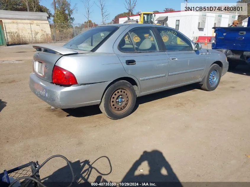 2004 Nissan Sentra 1.8S VIN: 3N1CB51D74L480801 Lot: 40735353