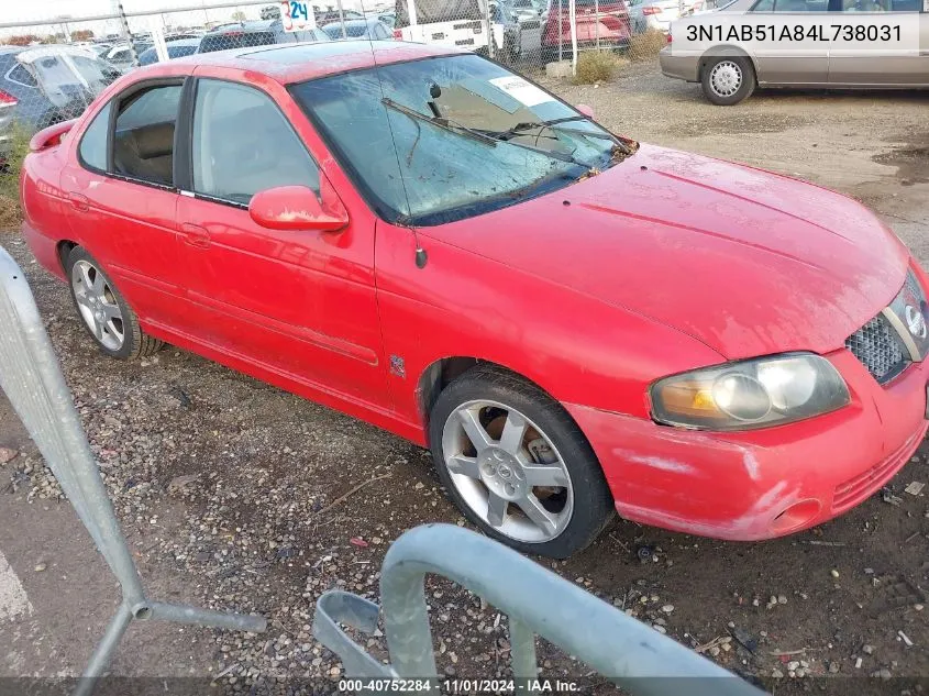 2004 Nissan Sentra Se-R Spec V VIN: 3N1AB51A84L738031 Lot: 40752284