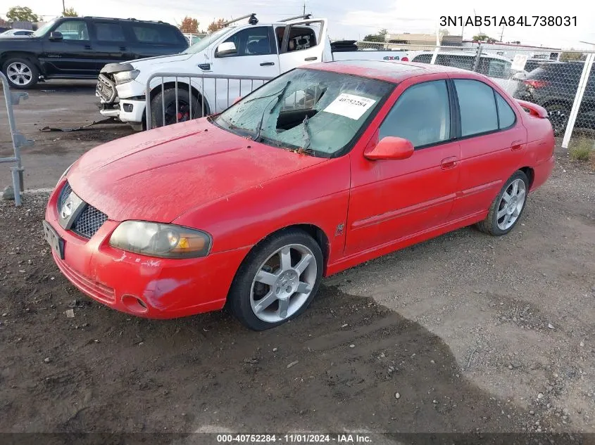 2004 Nissan Sentra Se-R Spec V VIN: 3N1AB51A84L738031 Lot: 40752284