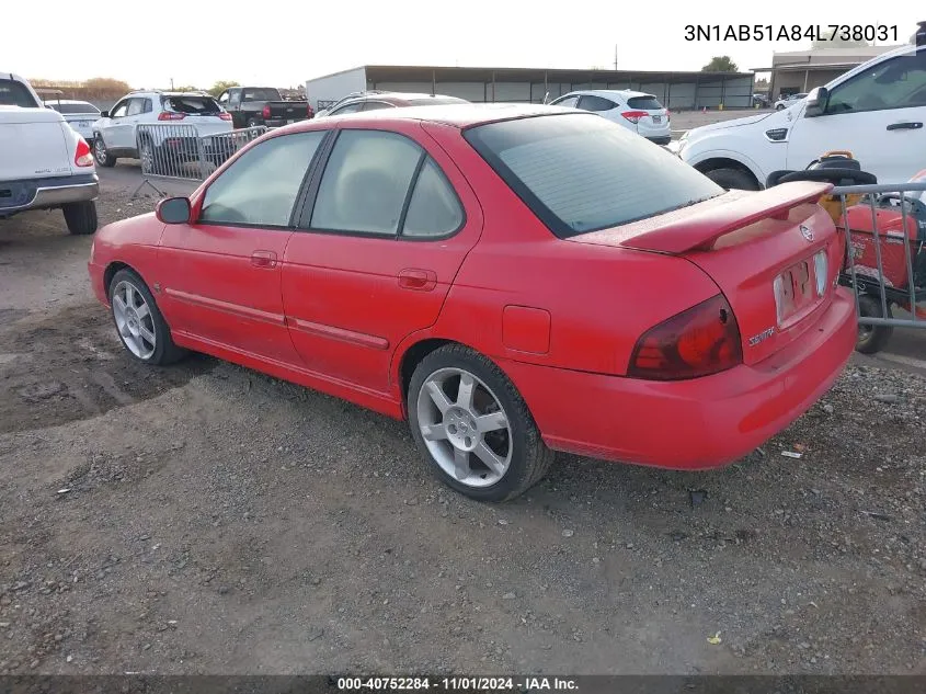 2004 Nissan Sentra Se-R Spec V VIN: 3N1AB51A84L738031 Lot: 40752284