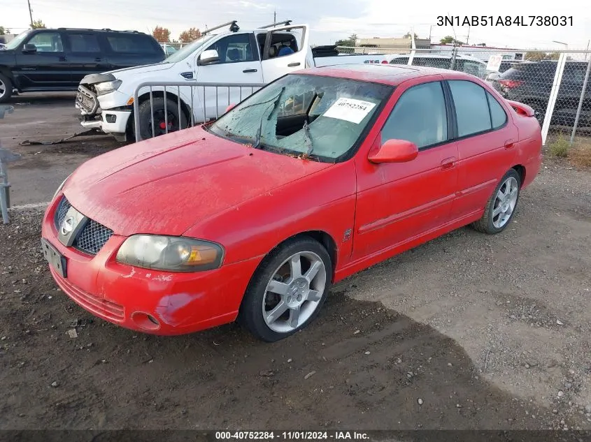 2004 Nissan Sentra Se-R Spec V VIN: 3N1AB51A84L738031 Lot: 40752284