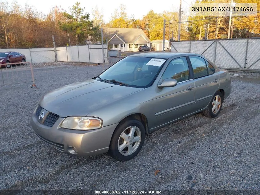 2004 Nissan Sentra 2.5S VIN: 3N1AB51AX4L474696 Lot: 40838762