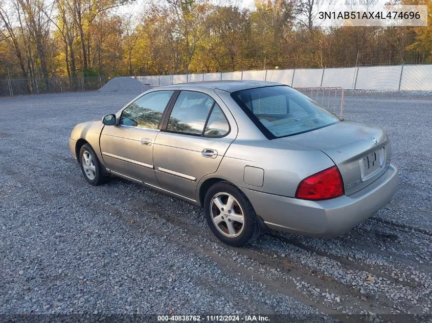 2004 Nissan Sentra 2.5S VIN: 3N1AB51AX4L474696 Lot: 40838762