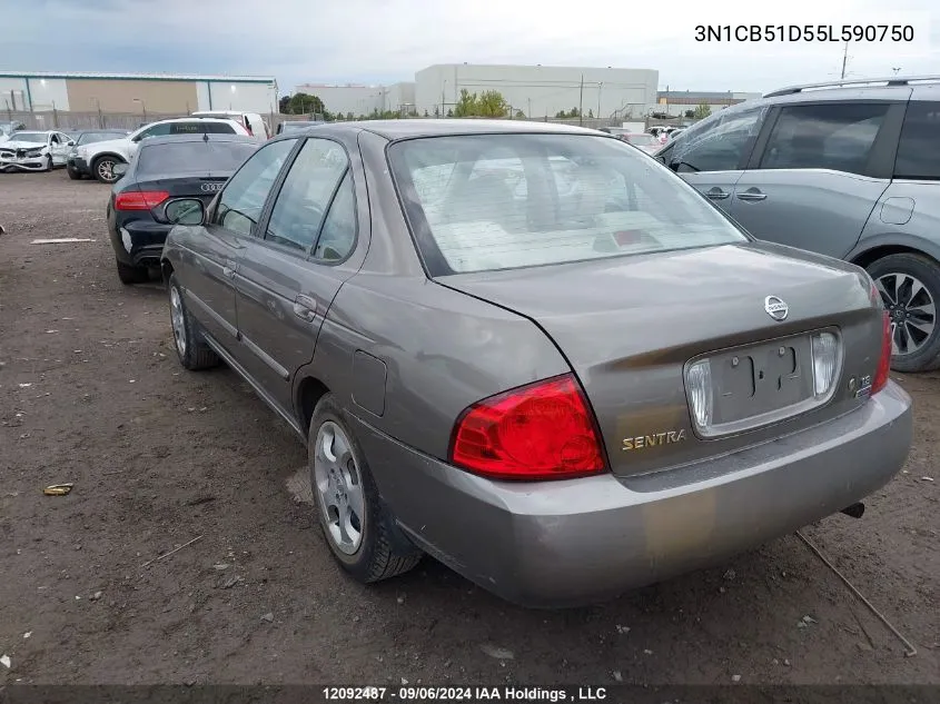 2005 Nissan Sentra VIN: 3N1CB51D55L590750 Lot: 12092487