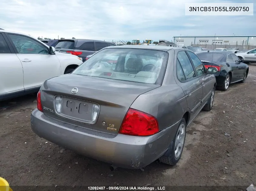 2005 Nissan Sentra VIN: 3N1CB51D55L590750 Lot: 12092487