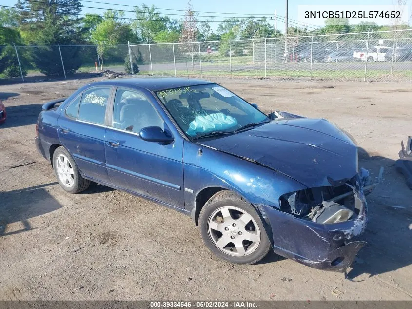 2005 Nissan Sentra 1.8S VIN: 3N1CB51D25L574652 Lot: 39334546