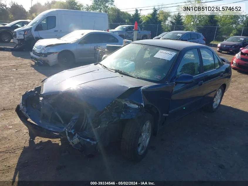 2005 Nissan Sentra 1.8S VIN: 3N1CB51D25L574652 Lot: 39334546