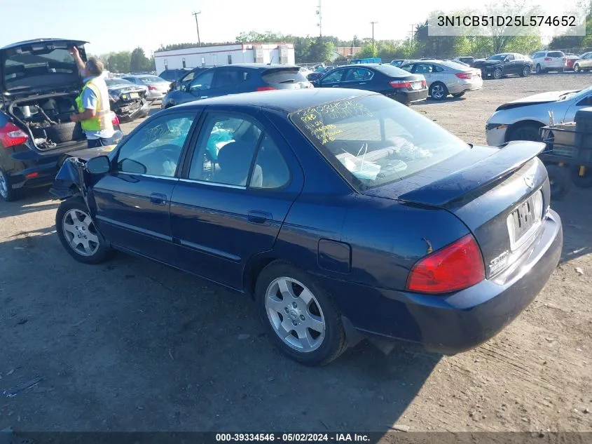 2005 Nissan Sentra 1.8S VIN: 3N1CB51D25L574652 Lot: 39334546