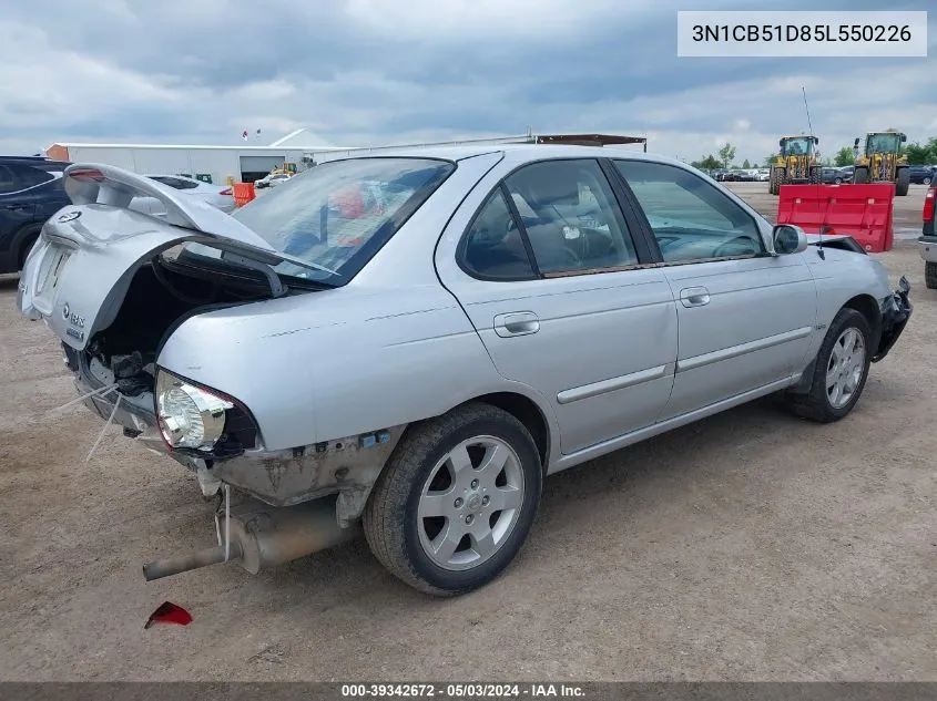 2005 Nissan Sentra 1.8S VIN: 3N1CB51D85L550226 Lot: 39342672