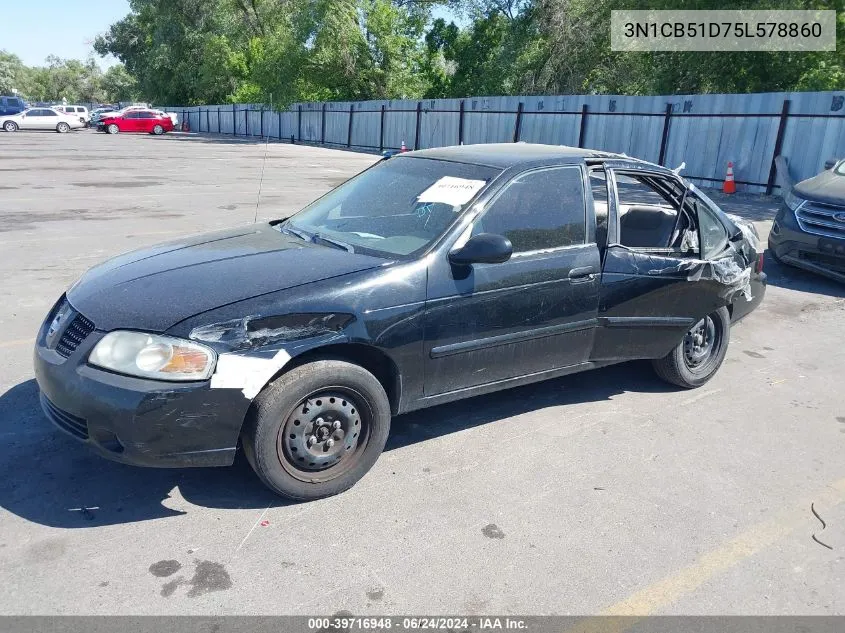 2005 Nissan Sentra 1.8S VIN: 3N1CB51D75L578860 Lot: 39716948