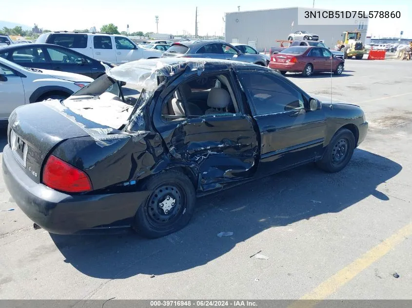 2005 Nissan Sentra 1.8S VIN: 3N1CB51D75L578860 Lot: 39716948