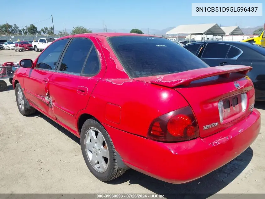 2005 Nissan Sentra 1.8S VIN: 3N1CB51D95L596437 Lot: 39960593