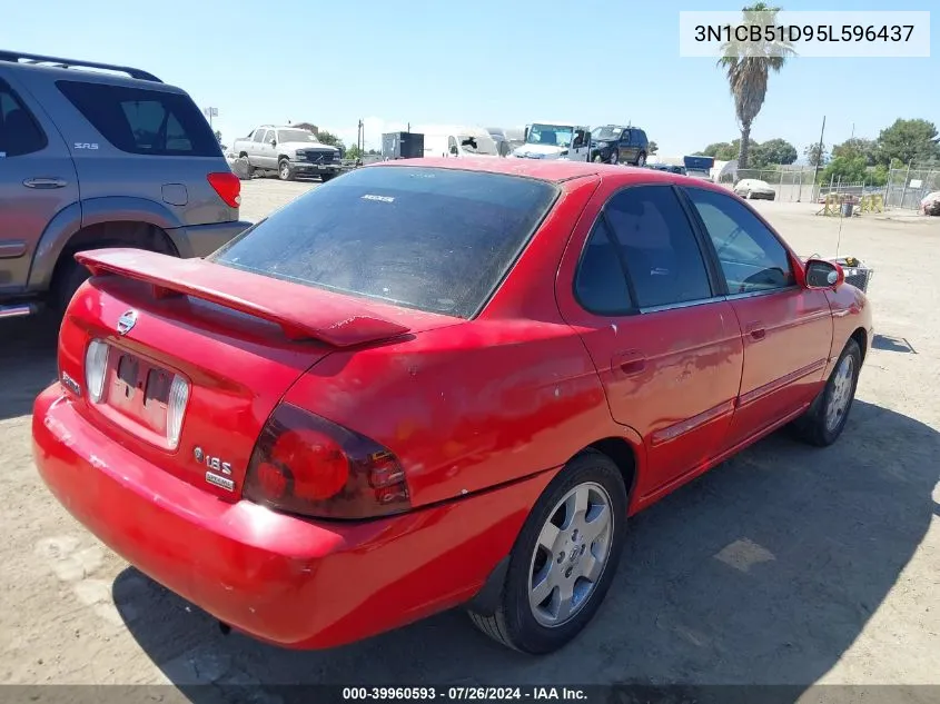 2005 Nissan Sentra 1.8S VIN: 3N1CB51D95L596437 Lot: 39960593