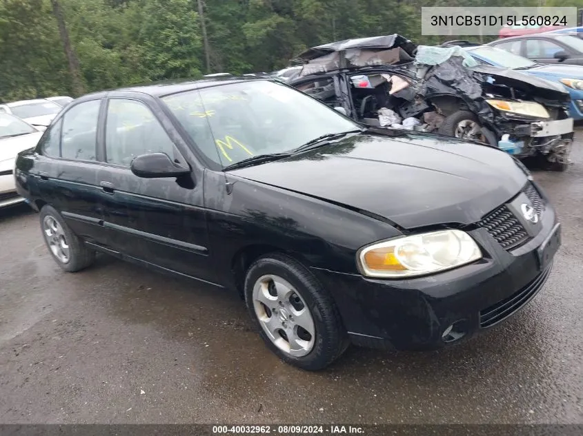 2005 Nissan Sentra 1.8S VIN: 3N1CB51D15L560824 Lot: 40032962