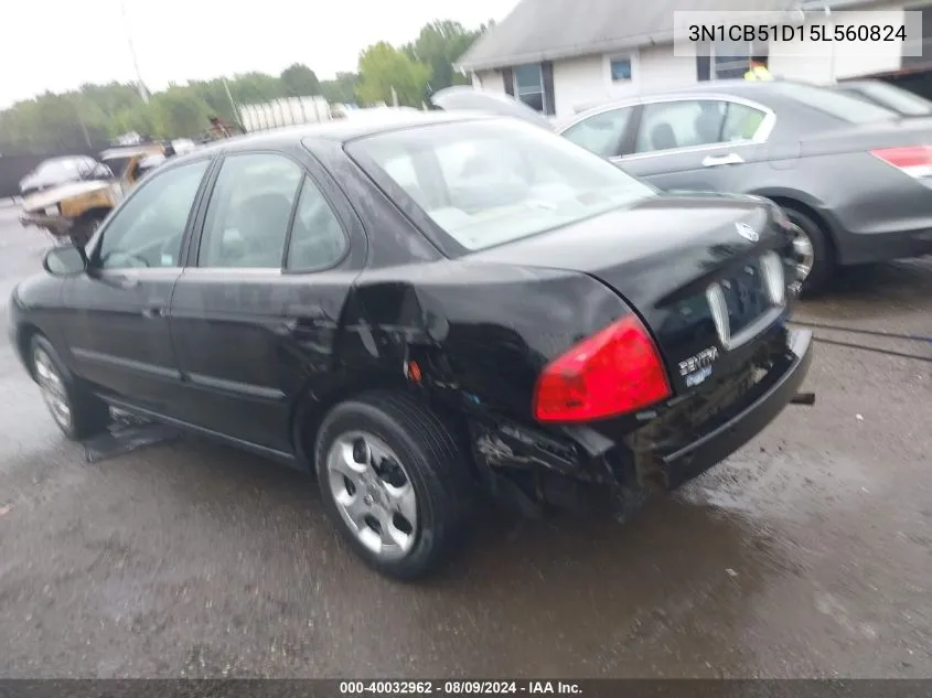 2005 Nissan Sentra 1.8S VIN: 3N1CB51D15L560824 Lot: 40032962