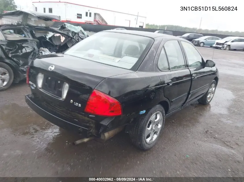 2005 Nissan Sentra 1.8S VIN: 3N1CB51D15L560824 Lot: 40032962