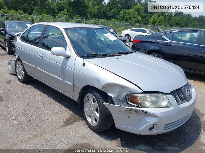 2005 Nissan Sentra 1.8S VIN: 3N1CB51DX5L576424 Lot: 40076568