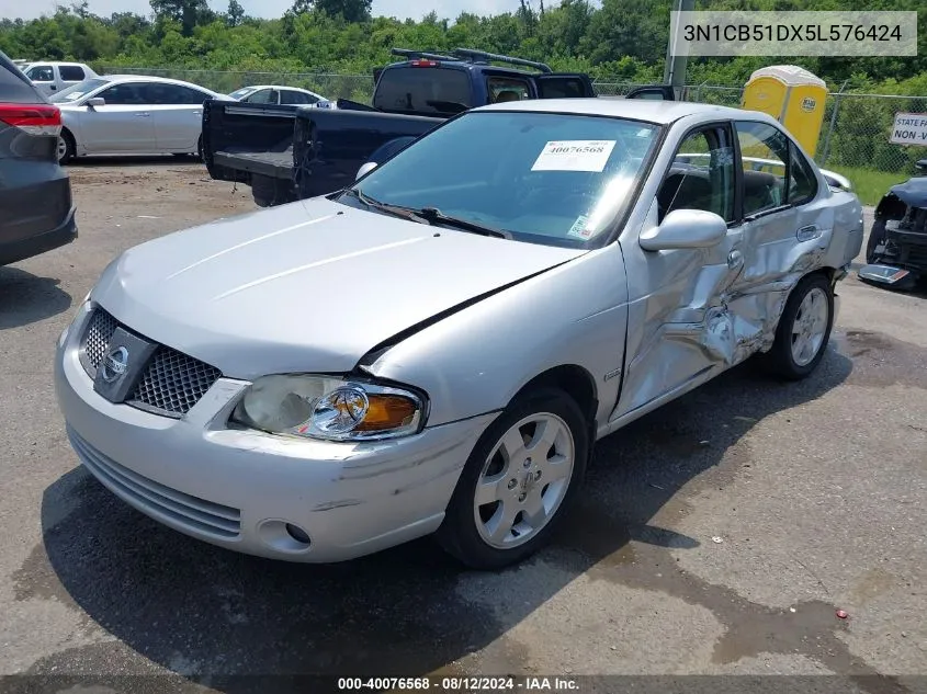 2005 Nissan Sentra 1.8S VIN: 3N1CB51DX5L576424 Lot: 40076568