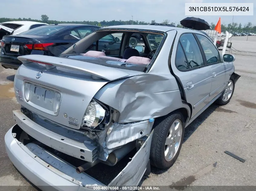 2005 Nissan Sentra 1.8S VIN: 3N1CB51DX5L576424 Lot: 40076568