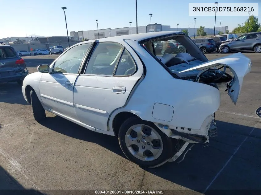 2005 Nissan Sentra 1.8S VIN: 3N1CB51D75L568216 Lot: 40120601