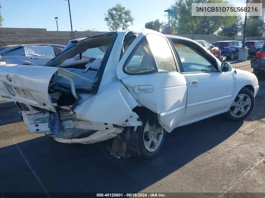 2005 Nissan Sentra 1.8S VIN: 3N1CB51D75L568216 Lot: 40120601