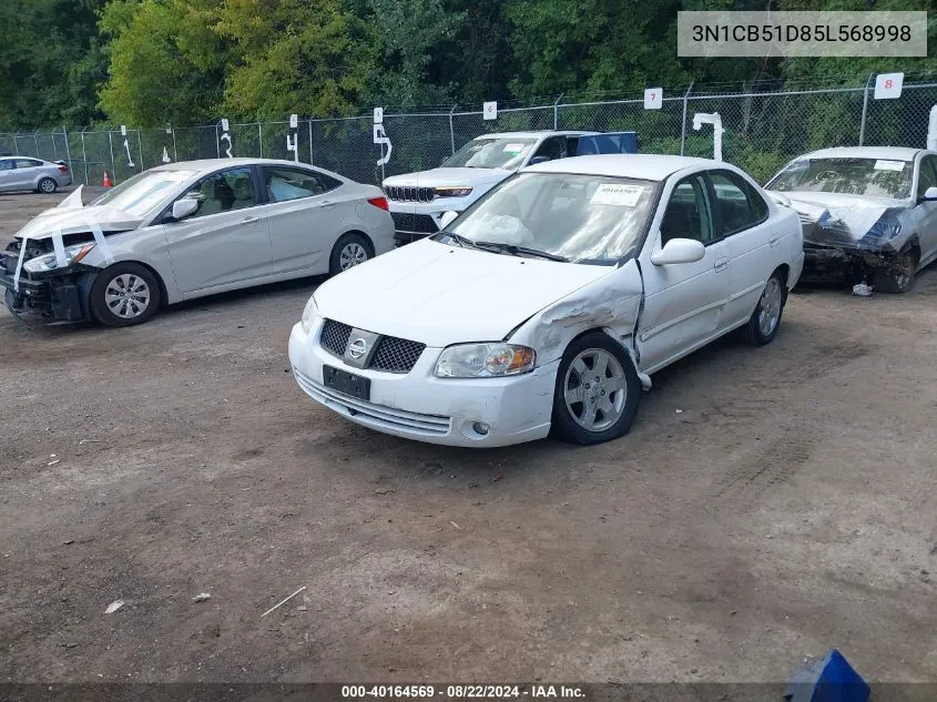 2005 Nissan Sentra 1.8S VIN: 3N1CB51D85L568998 Lot: 40164569