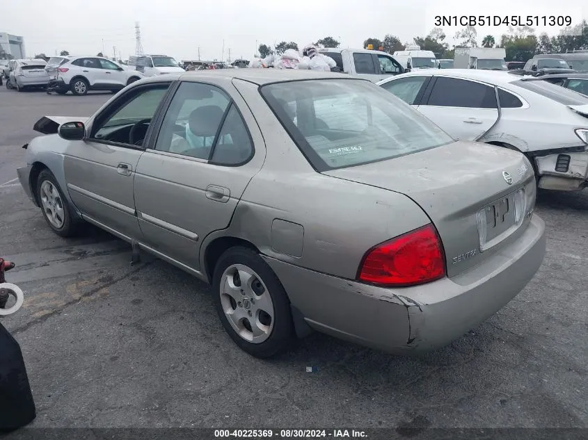 2005 Nissan Sentra 1.8S VIN: 3N1CB51D45L511309 Lot: 40225369