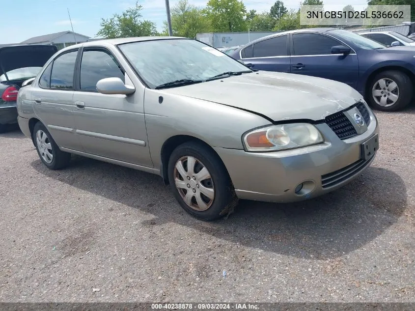 2005 Nissan Sentra 1.8S VIN: 3N1CB51D25L536662 Lot: 40238878