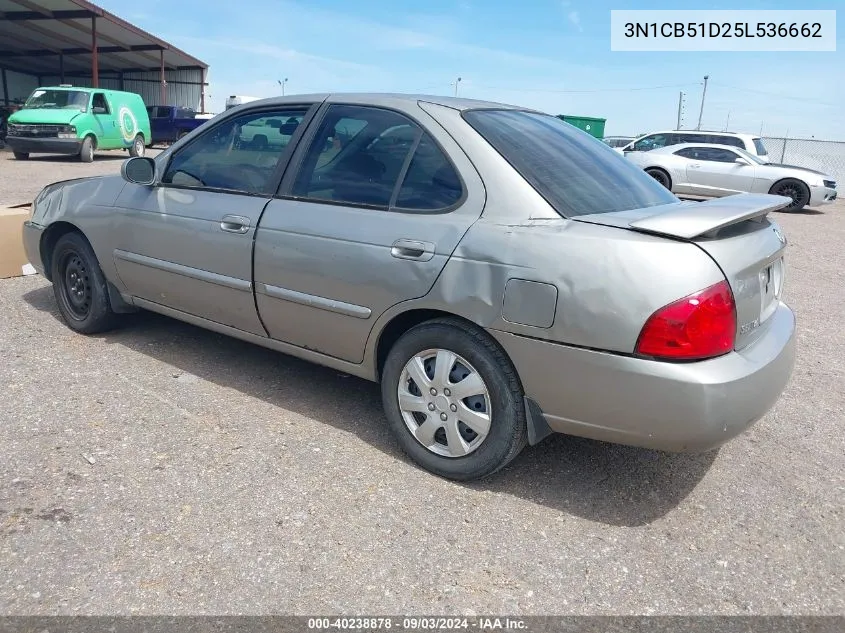 2005 Nissan Sentra 1.8S VIN: 3N1CB51D25L536662 Lot: 40238878