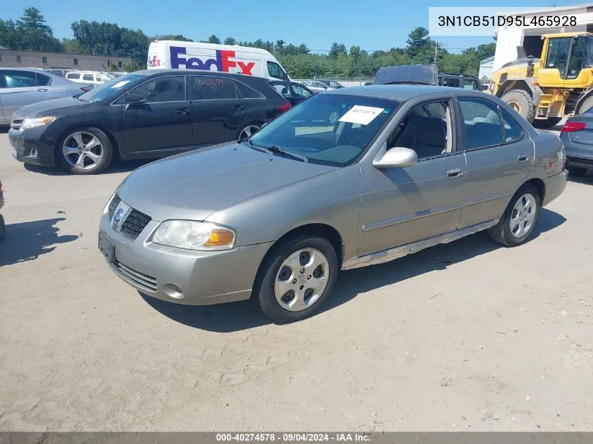 2005 Nissan Sentra 1.8S VIN: 3N1CB51D95L465928 Lot: 40274578