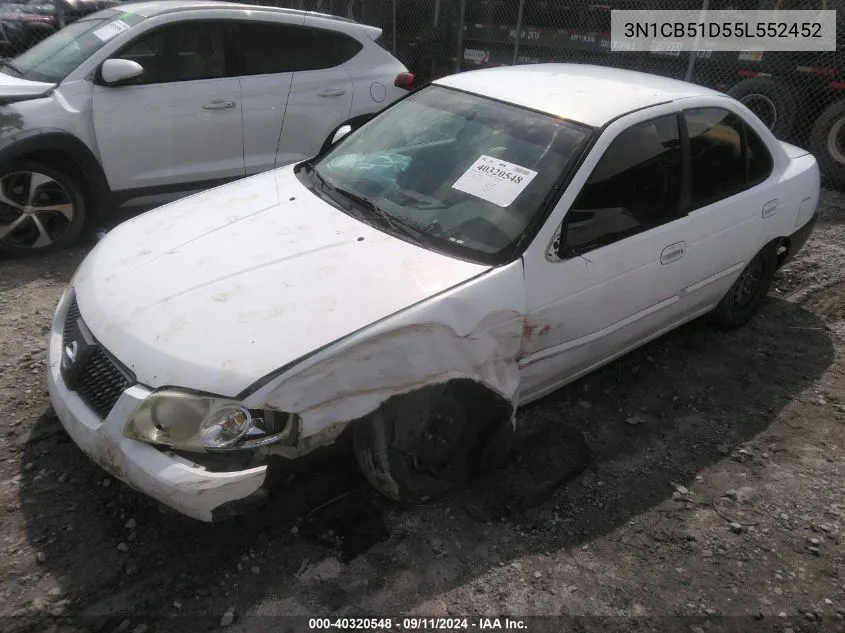 2005 Nissan Sentra 1.8/1.8S VIN: 3N1CB51D55L552452 Lot: 40320548