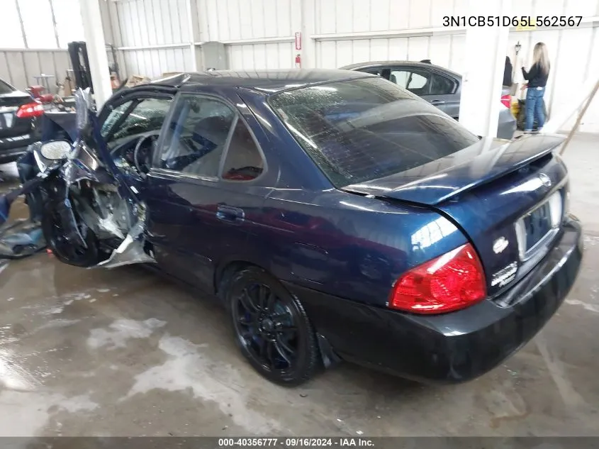 2005 Nissan Sentra 1.8S VIN: 3N1CB51D65L562567 Lot: 40356777