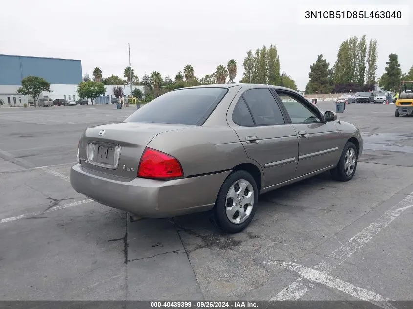 2005 Nissan Sentra 1.8S VIN: 3N1CB51D85L463040 Lot: 40439399