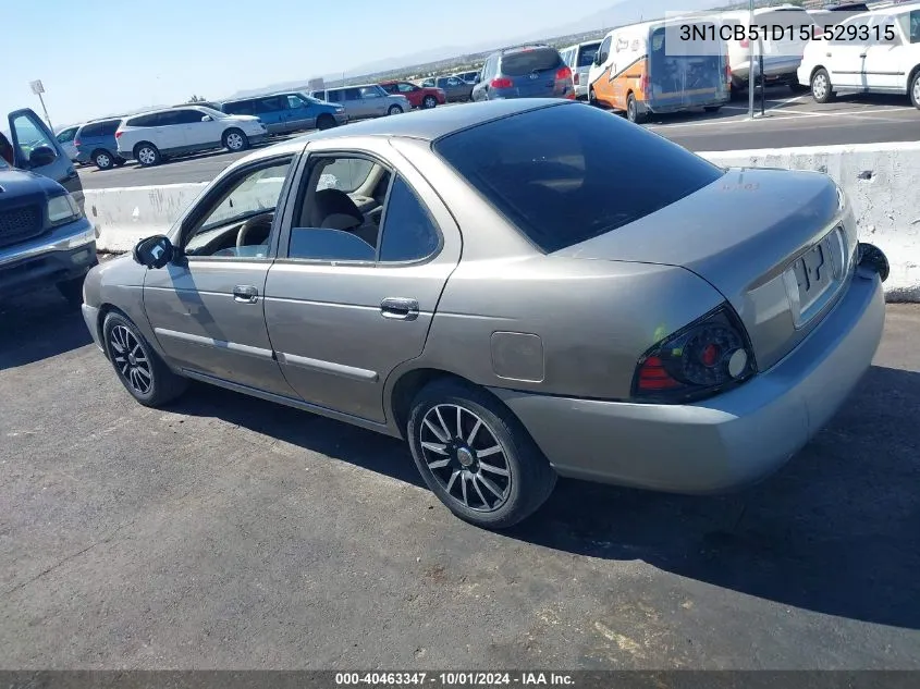 2005 Nissan Sentra 1.8S VIN: 3N1CB51D15L529315 Lot: 40463347