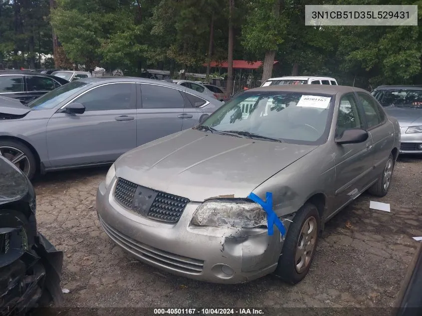 2005 Nissan Sentra 1.8 VIN: 3N1CB51D35L529431 Lot: 40501167