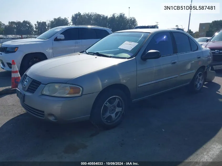 2005 Nissan Sentra 1.8 VIN: 3N1CB51D05L587481 Lot: 40554033