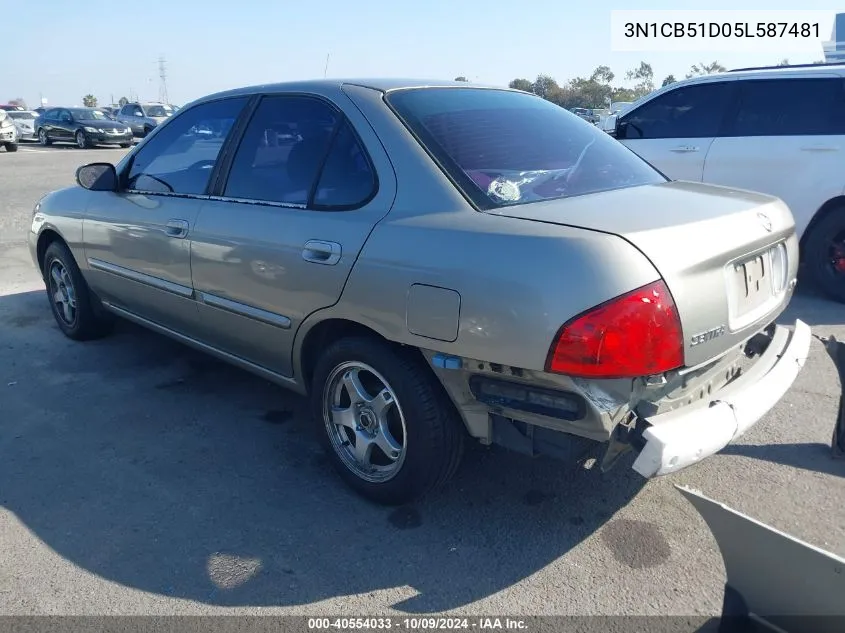 2005 Nissan Sentra 1.8 VIN: 3N1CB51D05L587481 Lot: 40554033