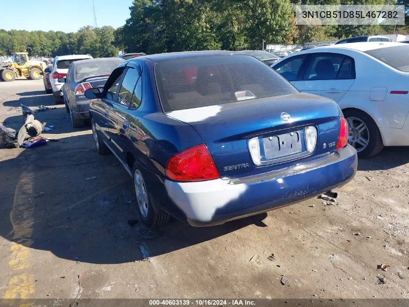 2005 Nissan Sentra 1.8S VIN: 3N1CB51D85L467282 Lot: 40603139