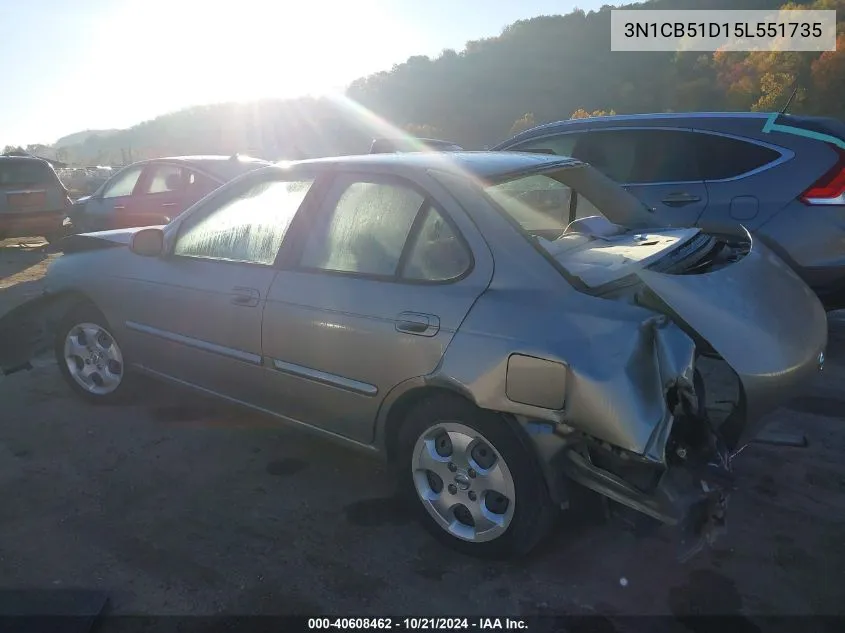 2005 Nissan Sentra 1.8/1.8S VIN: 3N1CB51D15L551735 Lot: 40608462