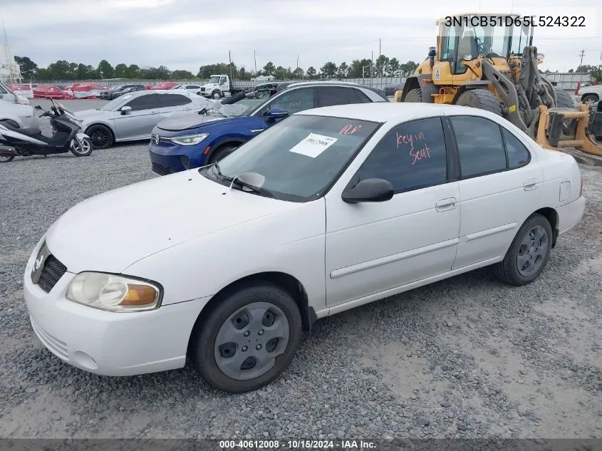 2005 Nissan Sentra 1.8 VIN: 3N1CB51D65L524322 Lot: 40612008