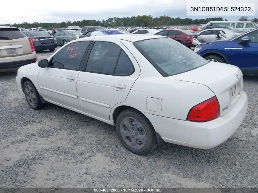 2005 Nissan Sentra 1.8 VIN: 3N1CB51D65L524322 Lot: 40612008