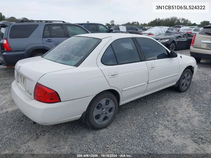 2005 Nissan Sentra 1.8 VIN: 3N1CB51D65L524322 Lot: 40612008