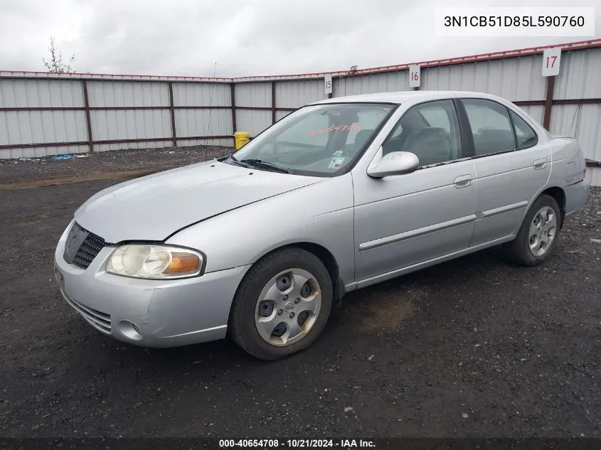 2005 Nissan Sentra 1.8S VIN: 3N1CB51D85L590760 Lot: 40654708