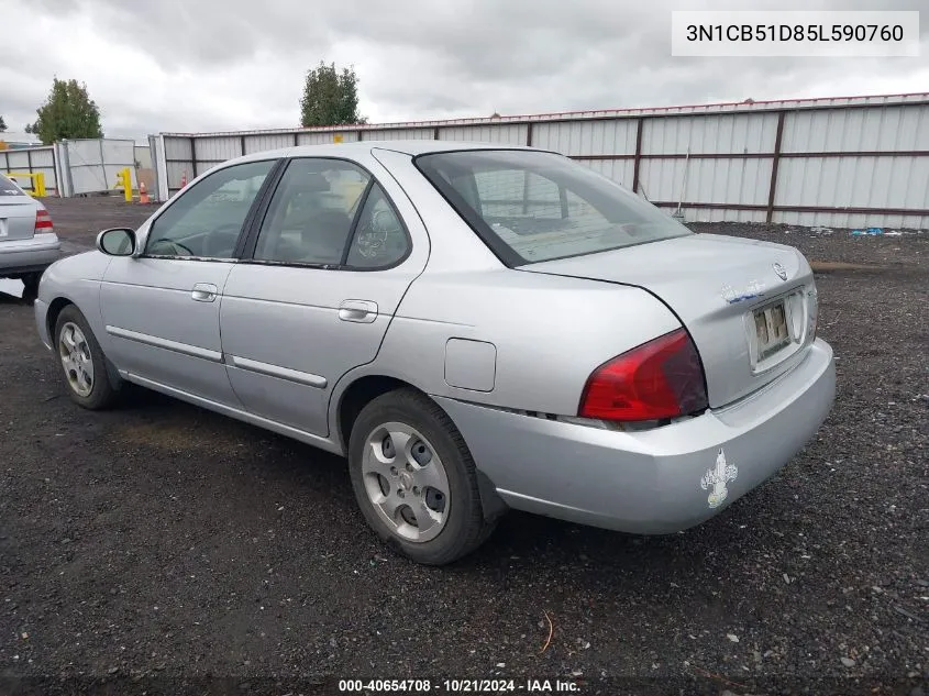 2005 Nissan Sentra 1.8S VIN: 3N1CB51D85L590760 Lot: 40654708