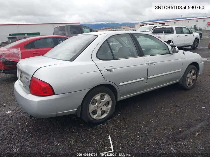 2005 Nissan Sentra 1.8S VIN: 3N1CB51D85L590760 Lot: 40654708