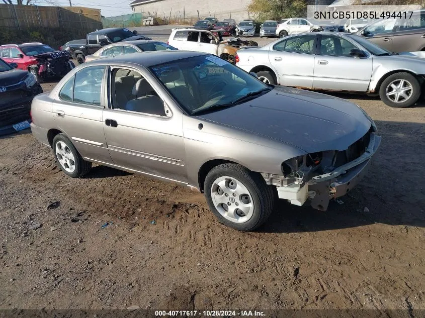 2005 Nissan Sentra 1.8S VIN: 3N1CB51D85L494417 Lot: 40717617