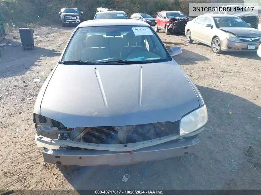 2005 Nissan Sentra 1.8S VIN: 3N1CB51D85L494417 Lot: 40717617