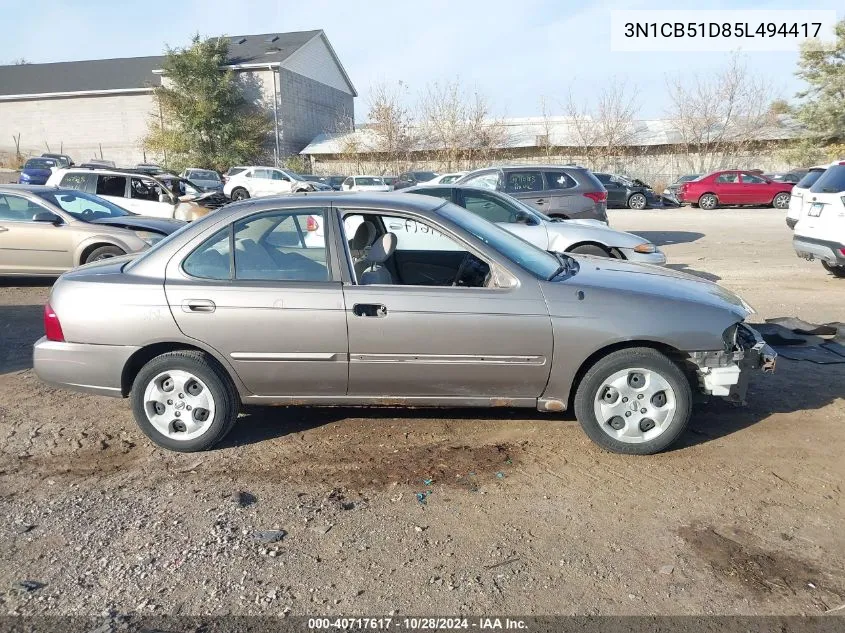 2005 Nissan Sentra 1.8S VIN: 3N1CB51D85L494417 Lot: 40717617